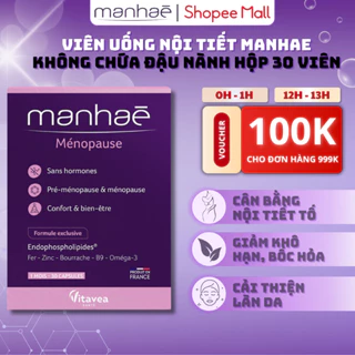 Viên uống Nội tiết Manhae chống lão hóa giảm tình trạng rụng tóc giúp da chắc khỏe hồng hào hộp 30v