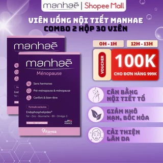 Combo 2 viên uống Manhea cân bằng nội tiết tố nữ,bổ sung dưỡng chất, điều hòa kinh nguyệt 30 viên