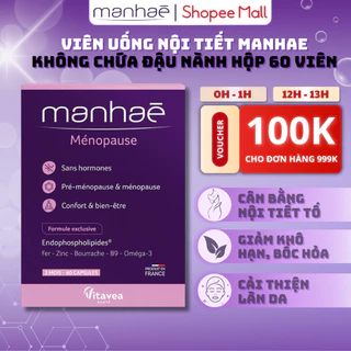 Viên uống Nội tiết MANHAÉ chống lão hóa giảm tình trạng rụng tóc giúp da chắc khỏe hồng hào hộp 60v