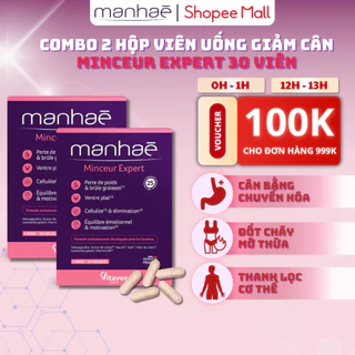 Combo 2 hộp viên uống giảm cân Manhae Minceur Expert giảm mỡ an toàn, thanh lọc cơ thể hộp 30 viên