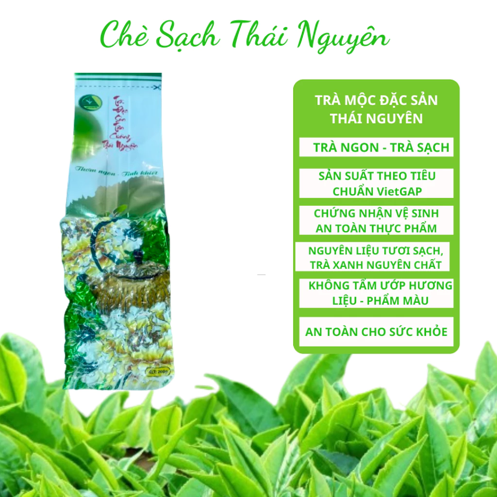 200g Chè búp Tân Cương Thái Nguyên Móc Câu loại ngon Hảo Hạng ướp Hương Hoa Nhài