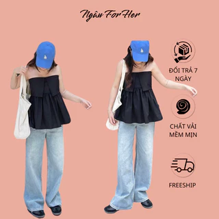 LOLI TOP- Áo Ống Xếp Ly Ngực, Áo Cúp Dáng Xoè Ngâu For Her