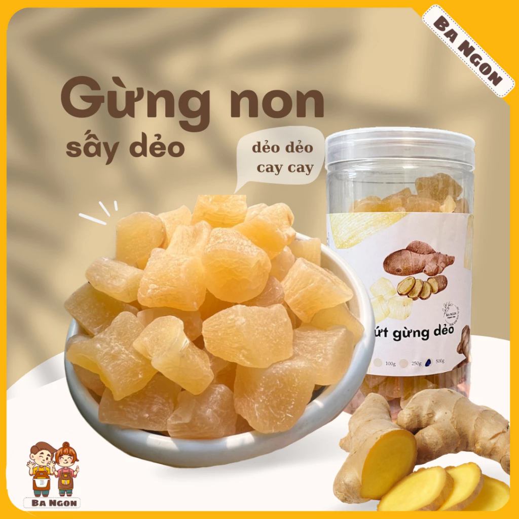 Gừng viên dẻo - kẹo gừng dẻo ngon miệng dùng cho người tập thể thao, ốm nghén, say tàu xe, đau bụng kinh...