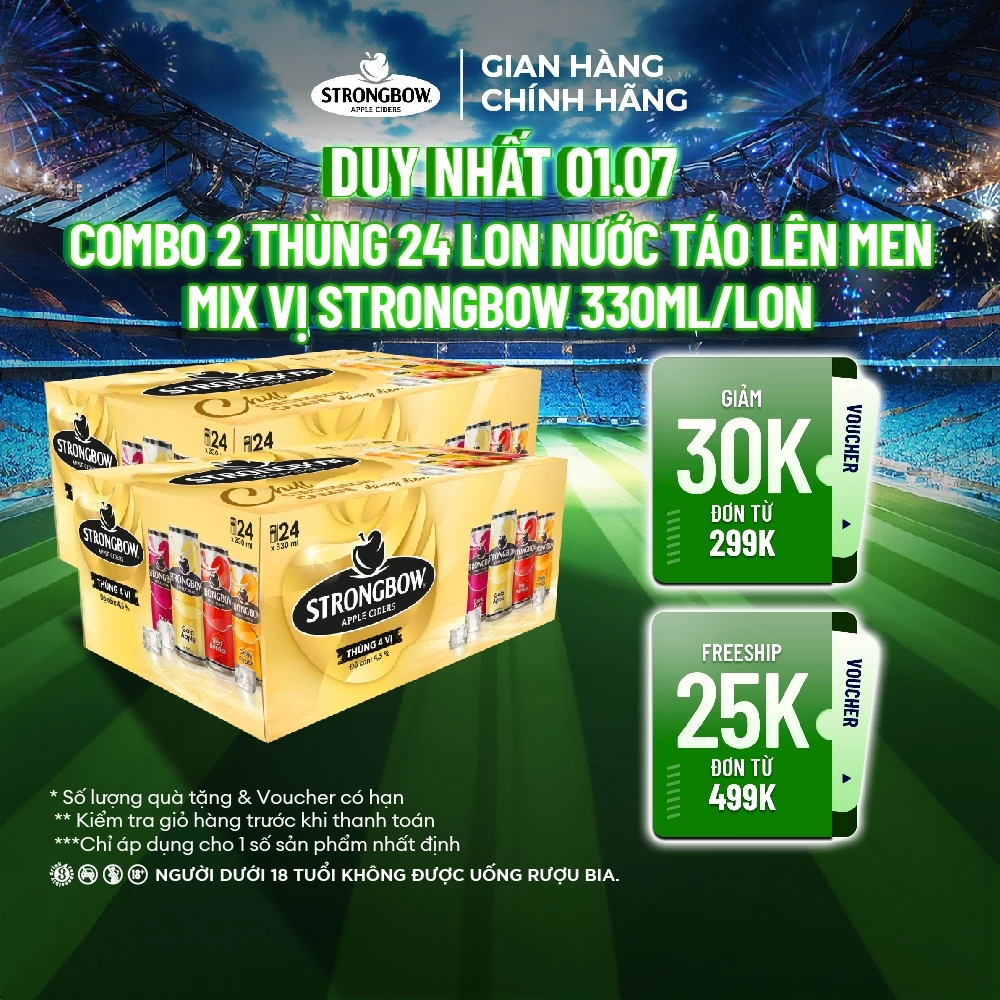 HỎA TỐC HCM - Combo 2 Thùng 24 lon nước táo lên men Strongbow Mix vị 330ml/lon