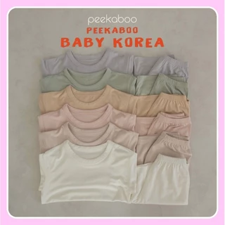 Bộ cộc tay BAMBOO Peekaboo chính hãng nội địa Hàn vải sợi tre mềm rũ mát rượi cho bé mặc hè