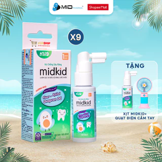 Combo 10 Hộp - Xịt chống sâu răng cho bé Midkid vị nho 30ml cho bé từ 1 tuổi