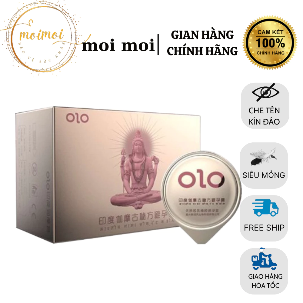 Bao cao su gai OLO hường, gân li ti, siêu mỏng, nhiều gel bôi trơn hộp 10 bcs