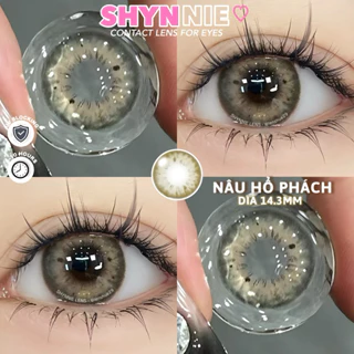 ✨(𝗚𝗜𝗔́ 𝟭 𝗖𝗔̣̆𝗣) KÍNH ÁP TRÒNG (lens) màu nâu vân hổ phách giãn vừa 14.3MM - SHYNNIE CONTACT LENS 💜