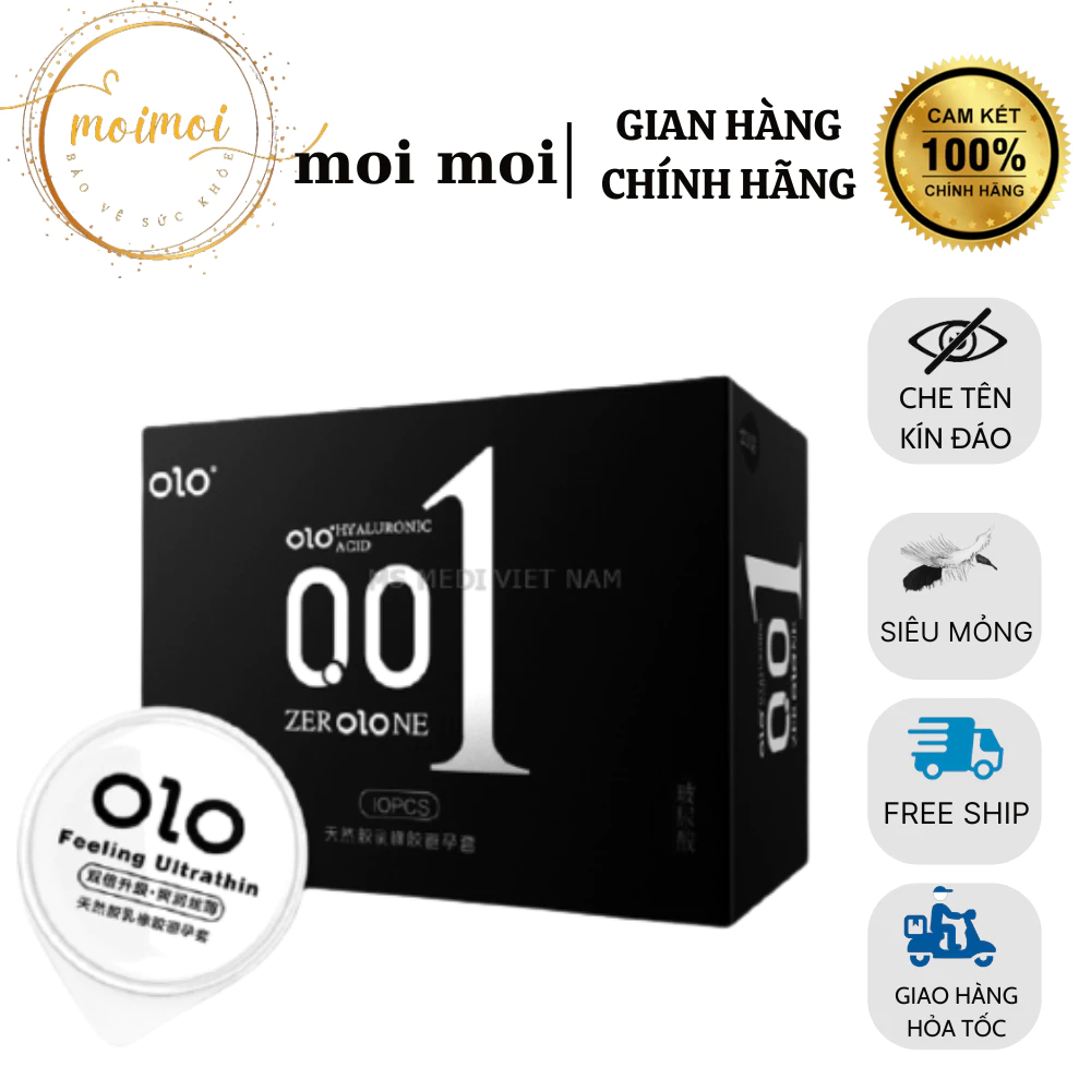 Bao cao su siêu mỏng 001 OlO nhiều gel bôi trơn kéo dài thời gian bcs chống xuất tinh sớm