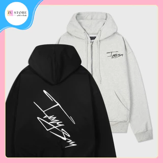 Áo khoác Hoodie Nỉ Nữ Nam in chữ, có dây kéo form rộng mũ to dày dặn 2 màu đen & xám