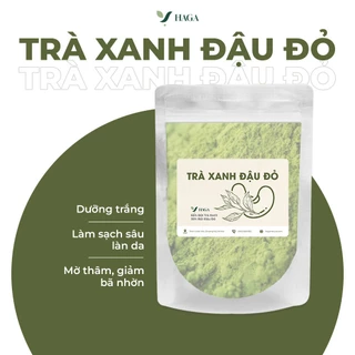 Bột trà xanh đậu đỏ hữu cơ HAGA nguyên chất sạch mịn 100% - Mặt nạ bột giúp bóc bã nhờn Dưỡng trắng Làm sạch sâu