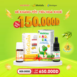 Combo phát triển toàn diện gồm 1 lọ vitamin ADEK Welkids 10ml + 1 lọ men vi sinh Biogaia Protectis Drops 5ml