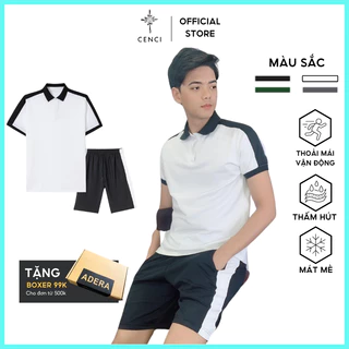 Set quần áo thể thao nam Cenci chất thun cá sấu dáng suông thoáng mát mùa hè DB03a