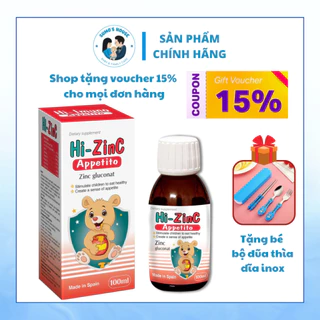 Siro Kẽm Hi ZinC 100ml, hỗ trợ tiêu hóa, giúp trẻ ăn ngon, tăng cường miễn dịch - Nhập khẩu từ Tây Ban Nha