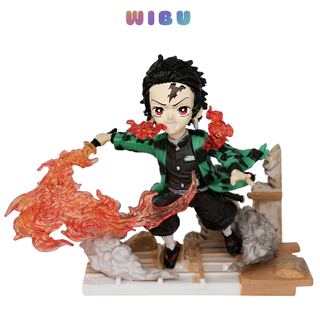 Mô Hình Kimetsu No Yaiba tanjiro chiến đấu - Cao 9cm - nặng 130gram - Phụ kiện : Kiếm - Figure Thanh gươm diệt quỷ