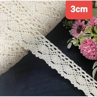 Ren chỉ  cotton , màu mộc  ,size 3 cm(dây 5 mét)