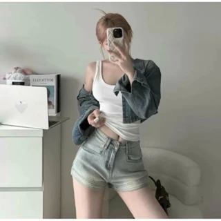 Quần short jean nữ , quần short đùi nữ kiểu dáng phong cách retro