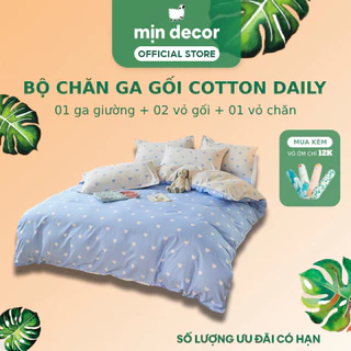 Bộ Chăn Ga Gối Cotton 3D Mịn Decor hoạ tiết tim mát mịn bo chun miễn phí, ga giườmg kích thước 1m2 1m4 1m6 1m8 2m 2m2