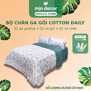 Bộ Chăn Ga Gối Cotton 3D Mịn Decor, Bộ 4 Món Gồm Ga Giường Vỏ Gối Vỏ Chăn Có Khoá Kéo, Hỗ Trợ Bo Chun Miễn Phí