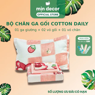 Bộ Chăn Ga Gối Cotton 3D Mịn Decor, Miễn Phí Bo Chun Làm Phủ Ga Giường - Mẫu Mã Đa Dạng (Không Kèm Ruột)