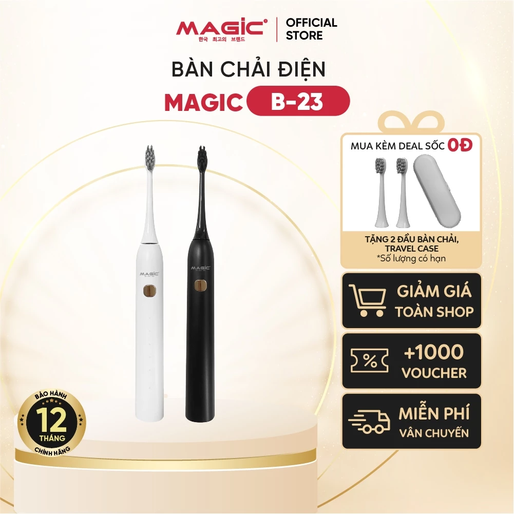 Bàn chải điện Magic B-23, 5 chế độ làm sạch, tặng kèm Travel Case