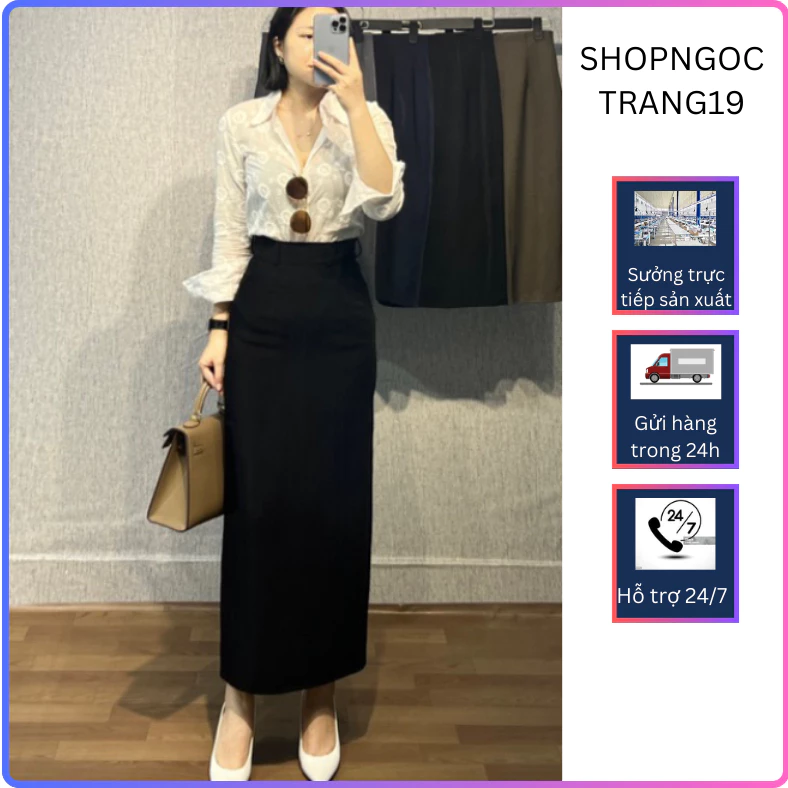 Chân Váy Suông Dáng Dài 90cm_SHOPNGOCTRANG19_Chất Liệu Vitex_Sản Phẩm May 1 Lớp.