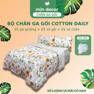Bộ Chăn Ga Gối Cotton 3D Mịn Decor Nhiều Hoạ Tiết, Trang Trí Phòng Ngủ Phong Cách Hàn Quốc