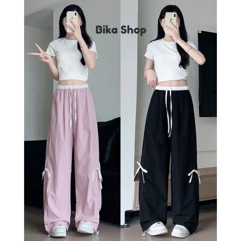 Quần ống rộng cạp trắng mix nơ xinh. hotstrend 2026. chất đẹp mặc mát (GIO  5)