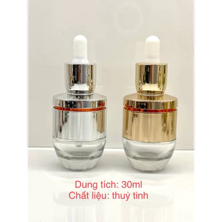 Chai thuỷ tinh chiết serum 30ml màu bạc màu vàng