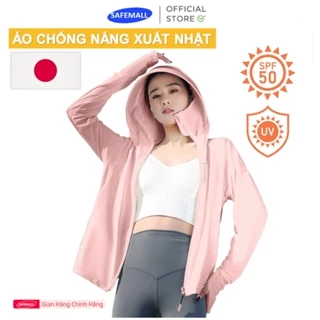 Áo chống nắng nữ 2 lớp SAFEMALL chống tia UV dáng ngắn có mũ rộng vành che chán chất liệu cao cấp