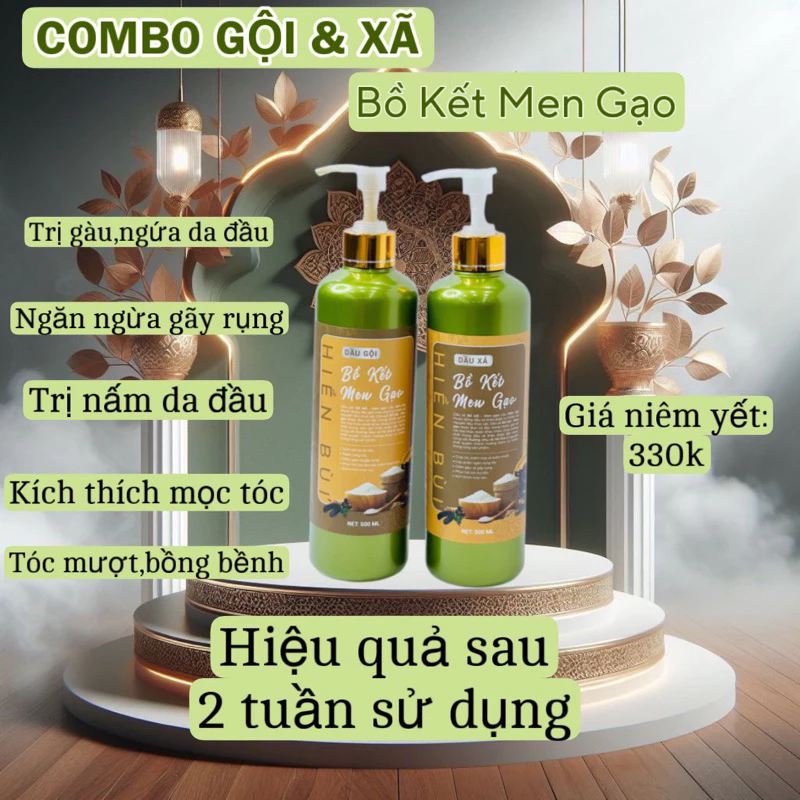 Giá Sỉ 5 ComBo Bồ Kết Men Gạo (10 Chai Gội+Xả)