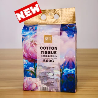 Khăn lau mặt khô đa năng 100% cotton dùng 1 lần, giấy lau mặt dạng rút Cotton Tissue, túi 170 tờ