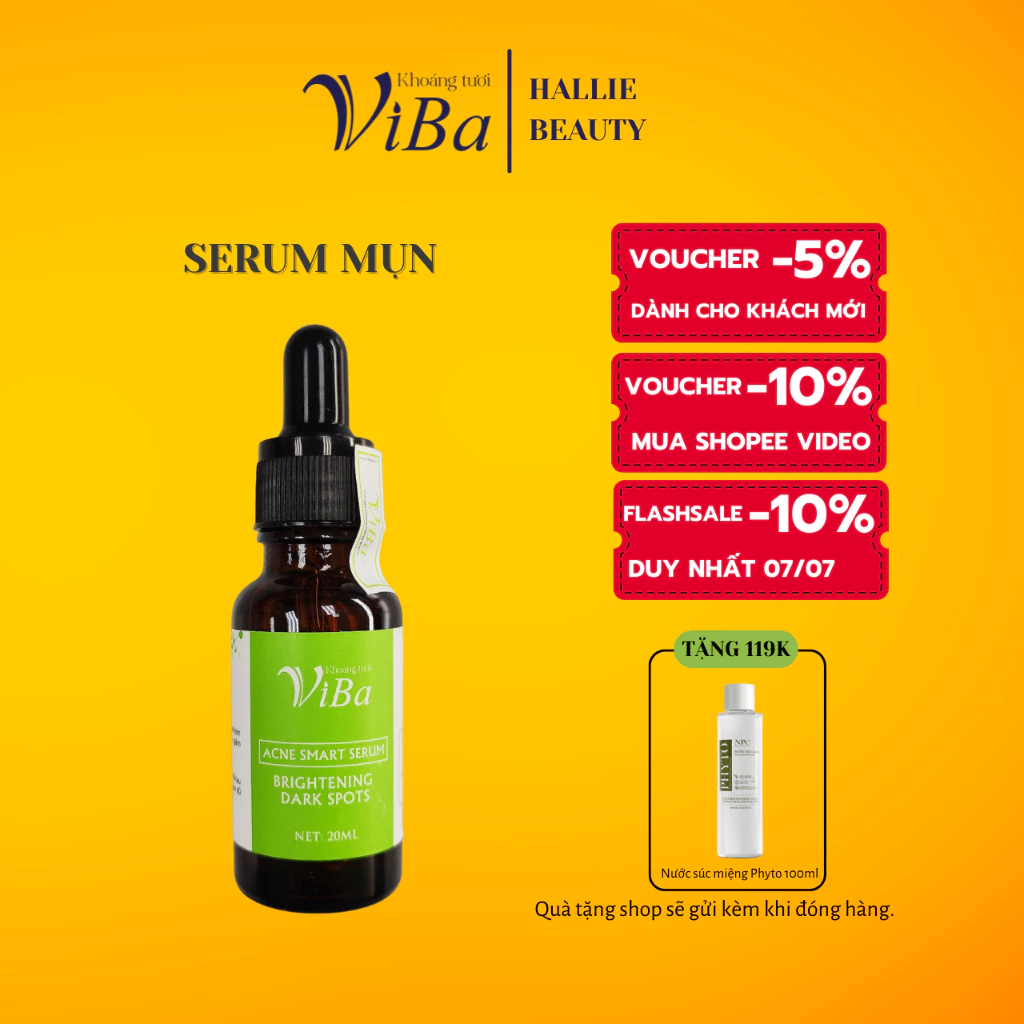 Acne Smart Serum with Teatree Oil & Bee Venom VIBA, Serum chấm mụn VIBA mờ thâm chiết xuất tràm trà nọc ong 5ml/20ml