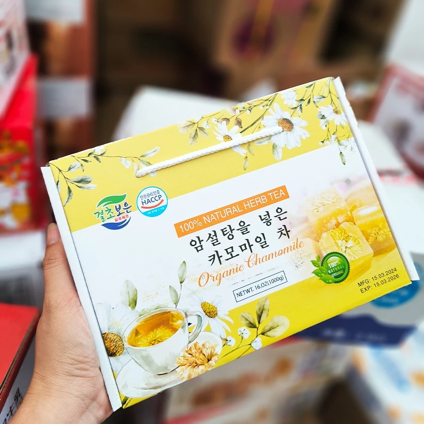 Hộp 1KG Trà Hoa Cúc Mật Ong Đường Phèn Hàn Quốc N06 - BeeGin Food