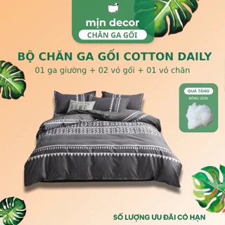 Bộ Chăn Ga Gối Cotton 3D Mịn Decor, Hoạ Tiết Kẻ Phong Cách Bắc Âu, MIỄN PHÍ Bo Chun Theo Yêu Cầu