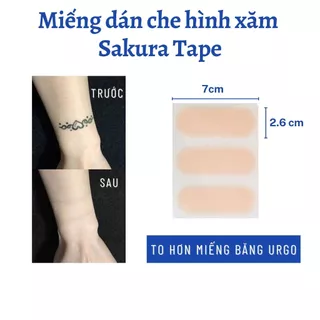 Miếng dán che hình xăm SakuraTape cỡ nhỏ 2,6x7cm che xăm chữ, hình xăm nhỏ, nhiều màu, chống nước