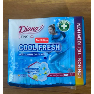 [GÓI LỚN 20 MIẾNG] Băng vệ sinh Diana Sensi Cool Fresh siêu mỏng cánh gói 20 miếng 23cm mặt bông - Chính Hãng