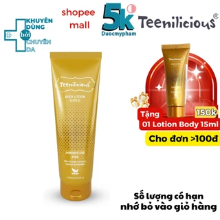 Sữa Dưỡng Thể Ánh Nhũ Lấp Lánh, Dưỡng Ẩm Sáng Mịn Làn Da Teenilicious Body Lotion Gold (15- 150ml)