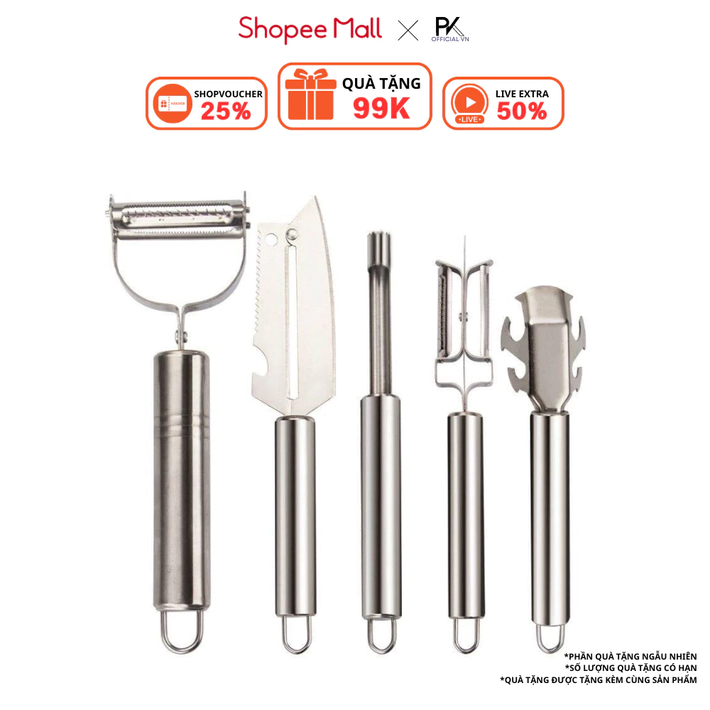 Set 5 Món Dao Đa Năng Cắt Gọt Chất Liệu Thép Không Gỉ,Bào Củ Quả Tiện Lợi