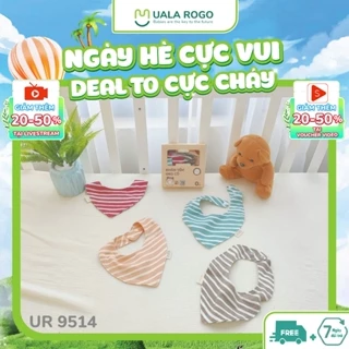 Yếm sơ sinh cho bé Ualarogo set 4 chiếc vải sợi tre BAMBOO mềm mịn thoáng khí co giãn cúc bấm 9514