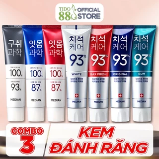 Combo 3 kem đánh răng Median Dental IQ 93% Hàn Quốc làm trắng răng, giảm ê buốt 120g NPP Tido88