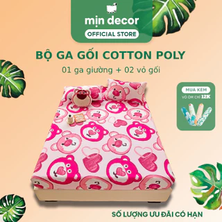 Bộ ga gối cotton 3D MỊN DECOR mềm mại nhiều mẫu mã