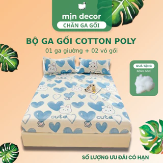 Ga gối 3 món cotton 3D Mịn Decor, ga giường vỏ gối mềm mại mẫu mã đa dạng