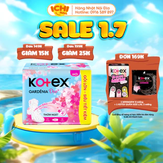 Băng vệ sinh Kotex Gardenia Deo+ Hoa Anh Đào (siêu mỏng, có cánh) gói 20 miếng 23cm