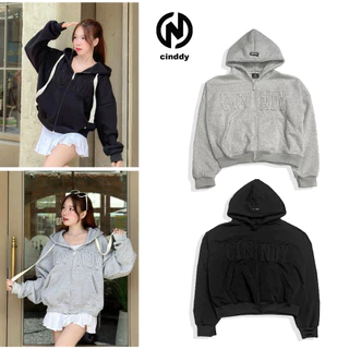 HOODIE BOXY - Áo khoác hoodie in chữ CINNDY thêu đắp vải form rộng mũ to unisex CINDDY BRAND (HBC02)