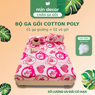 Bộ Ga Gối Cotton 3D Mịn Decor, drap trải giường vỏ gối mềm mịn bo chun miễn phí