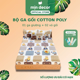 Bộ Ga Gối Cotton 3D Mịn Decor, Ga Trải Nệm Bo Chun 10cm - Nhiều Hoạ Tiết Dễ Thương