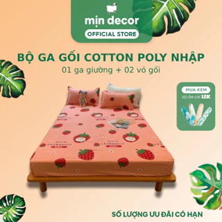 Bộ ga gối cotton nhập Mịn Decor thoáng mát vỏ gối 50x70cm nhiều màu sắc