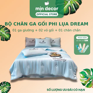 Bộ Chăn Ga Gối Phi Lụa Dream Pre Mịn Decor - Chăn Chần Bông Nhập Khẩu Cao Cấp