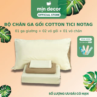 Bộ Chăn Ga Gối Cotton Tici No Tag Mịn Decor Phối Màu Pastel Basic Phong Cách Hàn Quốc, Hiện Đại